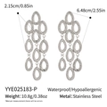 Detailed size measurement of silver stainless steel water drop tassel earrings - Silver Long Tassel Style (YYE025183-P) / Silver
