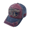 Detail of vintage distressed shark patch and contrast stitching on a baseball cap - Adjustable / Burgundy