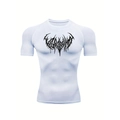 White compression t-shirt for men with gothic graphic print for gym training and running - M / White