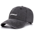 Washed dark grey cotton baseball cap with COYENRAT embroidery and vintage texture - Black
