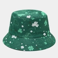 Détail du chapeau bob vert de la Saint-Patrick avec motif imprimé de trèfles - M / Trèfle vert sur toute la surface (4#)