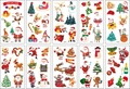 Grid layout showing 10 styles of cute cartoon Christmas temporary tattoos for kids - Christmas-1 / 10 Sheets Set