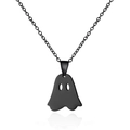 Collana con ciondolo a forma di fantasma nero in metallo per stile Halloween - Nc24y0372-1