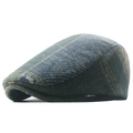 Newsboy pet voor heren van wolmix met een donkerblauw en olijfgroen ruitpatroon - Donkerblauw Olijfgroen Plaid Stijl