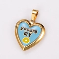 Pendentif cœur doré avec émail bleu clair et design avec texte you are my - You Are My Style Bleu (Style 9)
