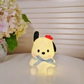 Cartoon dog night light with red beret and blue bow tie glowing in a warm light - Pochacco - Blue