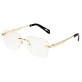 Gafas de sol cuadradas sin montura con montura de metal dorado y patillas negras - Marco Dorado Lentes Transparentes