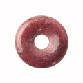 Natural reddish brown agate stone donut pendant with unique marbled texture on white background - Strawberry Quartz