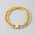 Poliertes goldenes Edelstahl-Panzerarmband für Herren mit rechteckigem Verschluss - Armband 21.5cm / Gold