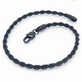 Pulsera de cadena de cuerda torcida minimalista en acero inoxidable negro con mosquetón - 20cm / 3mm / Negro