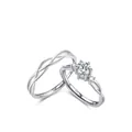 Elegant S925 sterling silver Mobius ring set with round zircon stones in a twist design - Adjustable Couple Ring Set / S925 Sterling Silver