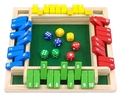 Multiplayer wooden shut the box board game with green felt and colorful dice for family fun - Colorful
