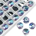 Blue-purple gradient crystal shell charm with multifaceted cut for DIY jewelry making - Scallop / 16mm / Silver-Plated Base Pink Purple