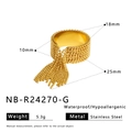 Detailed size guide of gold stainless steel C-shaped ring with tassel design - Gold Tassel Ring (NB-R24270-G)