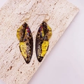 S925 silver butterfly wing earrings in yellow and black with elegant gold foil details - Yellow Painted-Gold Foil