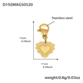 Golden heart-shaped stainless steel charm with sunburst texture and lobster clasp - D192 Gold Heart Pendant 2PCS