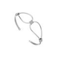Poliertes silbernes Edelstahl-Armband mit gedrehtem Draht-Spiral-Design - Stromlinienförmige Überlappung mit Drahtwicklung / Silber