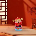 Cartoon orange cat fortune god figurine on a red drum base with gift box packaging - Caishen Wave Base / Extra Large Tray Display Series