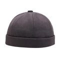 Bonnet Miki gris foncé en coton avec design vintage sans bord et détails à six panneaux - Gris clair