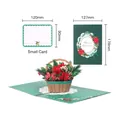3D-Pop-up-Weihnachtskarte Blumenkorb Set mit dunkelgrünem Umschlag und kleiner Karte - Inklusive Pop-up-Hauptkarte + Kleine Notizkarte + Umschlag / Weihnachtskorb 3D Pop-up Karte