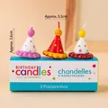 Christmas party hat candles set of 3 in colorful gift box, 3.6cm height for cakes - Colorful Polka Dot Hat Candles 3pcs