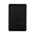 Portable square makeup mirror with elegant black PU leather texture protective cover - Black