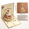 3D pop-up birthday card with a detailed paper cake design in brown and beige tones - Brown