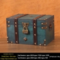 Emerald green vintage wooden storage box with golden metal corners and code lock - Combination Lock / Extra Large / Emerald