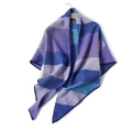 Blue and purple checkered faux cashmere scarf shawl with soft knit texture - Blue Purple Plaid