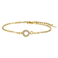Elegant 18K gold bracelet with a sparkling zircon-encrusted circle and heart charm - Full Zircon Circle
