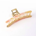 Elegante pinza para el cabello de metal dorado con diseño de mármol rosa y naranja - Acetato Rosa Dorado