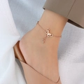 Elegante cavigliera a farfalla in oro rosa con ciondoli in zircone per un look chic - Oro rosa