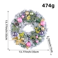 Snow-flocked Christmas wreath with colorful ornaments and dimensions in 35cm diameter - Pink Christmas Ball Flocked Wreath