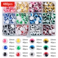 Set of 480pcs multi-color 10mm plastic doll eyes in a transparent storage box - Box 5 (Mixed Color 480pcs)