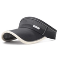 Black breathable open top sports sun hat with reflective brim and mesh fabric for running - Adjustable / Dark Gray
