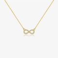 Elegante collana dorata con simbolo dell'infinito e cristalli pavé su catena d'argento - Oro