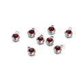 Vue détaillée de pendentifs en métal argenté avec pierres rouges pour bijoux DIY - 20 Pièces / 11.5g / Cadre Couleur Acier / Zircone Rouge Vin