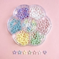 Colorful star and heart pearl nail charms in a flower-shaped 7-grid storage box - Plum Box B14-Hollow Star and Artificial Pearls