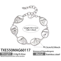 Silver stainless steel chain bracelet with specific dimensions on a clean white background - Steel Color Bracelet 18.5+5cm