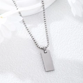 Silver rectangle pendant necklace with box chain and minimalist mirror finish - Steel Color (MP305) / 2.0mm*60cm