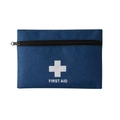 Compacte donkerblauwe EHBO-tas met wit medisch kruis en ritssluiting - Plat Klein / Marineblauw
