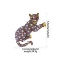 Golden tiger brooch with purple rhinestones and red crystal eyes for fashion accessories - Purple Rhinestone Leopard (XD824476)