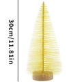 Mini sapin de Noël en sisal jaune de 30cm avec socle en bois pour décoration de table - 30cm / Jaune