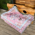 Coperta da picnic boho con nappe su panca in legno per esterni o decorazioni per casa - Stile Bohemien Rosa / 130x160cm