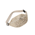 Stro geweven heuptas in beige met gouden luipaardprint en verstelbare canvas riem - Gouden Panterprint