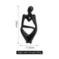 Matte black resin thinker statue figurine, minimalist abstract decor, height 24cm - Black Thinker Figurine - Right Thinking Style (51408-Black)