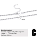 Dettaglio della catena a fune da 3mm con specifiche e placcatura in oro bianco 18 carati - Argento (3.0mm)