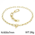 Golden geometric OT buckle chain necklace 600mm long with detailed link zoom view - Gold Necklace (60cm)