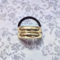 Polished lava gold double-loop elastic hair tie with a minimalist geometric metal finish - Alloy/Elastic Band / Style B (5*2*2cm) - Double Ring Hair Tie / Gold/Black