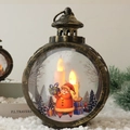 Macro view of vintage bronze Christmas lantern with LED candles and Santa Claus patterns - Large / Santa Claus Bronze